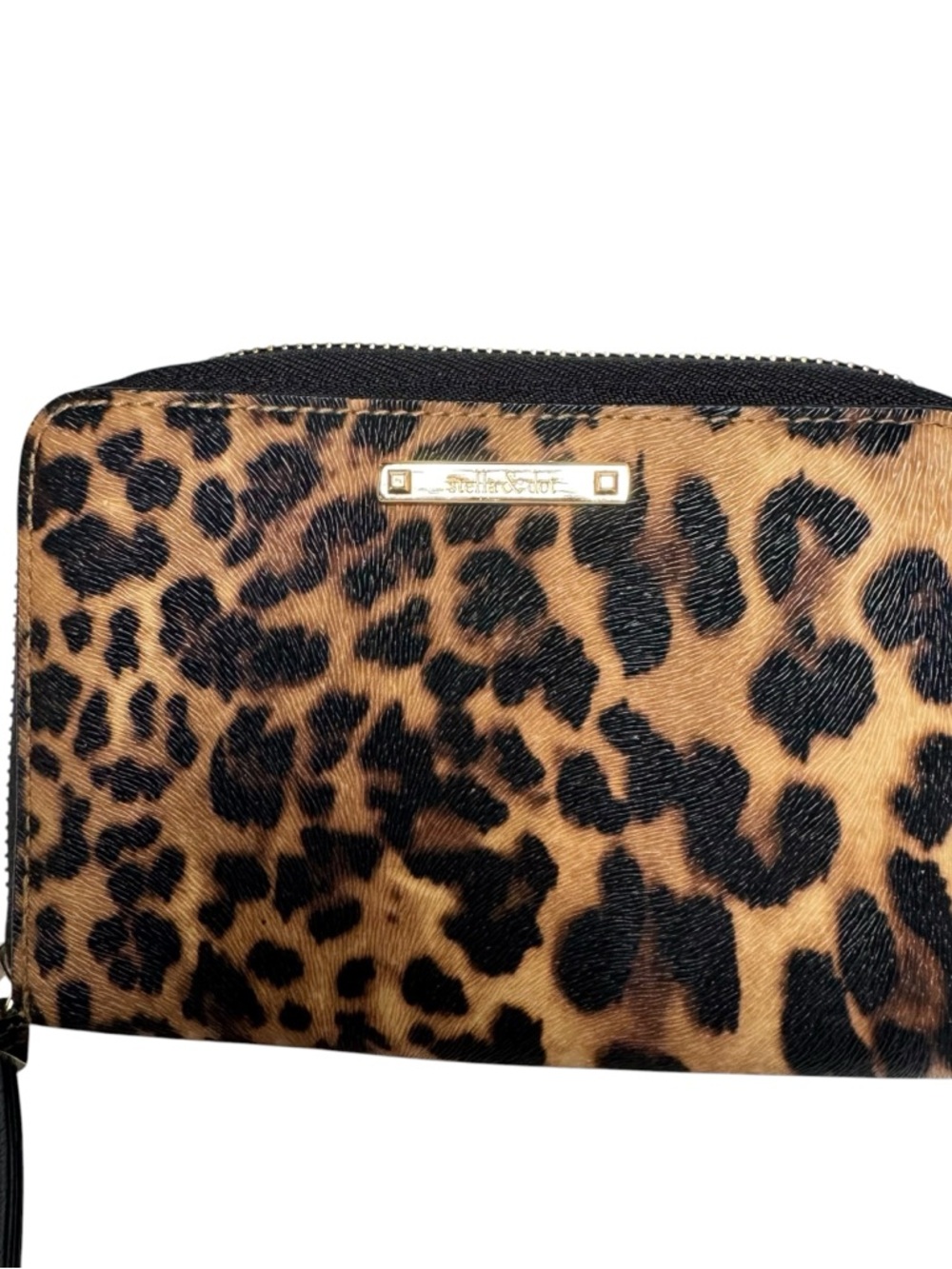 Stella & Dot Leopard Print Wristlet - Brown/Black - Picture 2 of 10